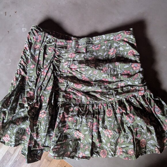 Sézane Julia Skirt | Khaki Indian flowers - Picture 3 of 16